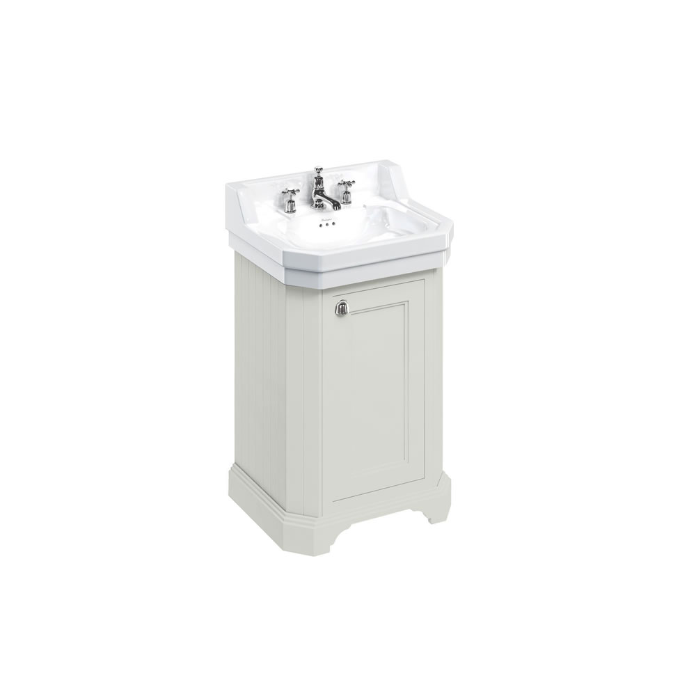 Edwardian 560mm basin and free-standing rectangular cloakroom vanity unit - Sand